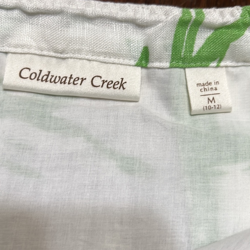 Coldwater Creek White Green Floral Print Linen Wrap Skirt Sz M NWT $80 - Picture 7 of 14